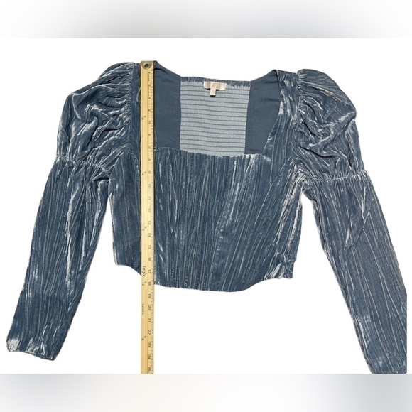 Wayf Velvet Bustier Corset Top Juliet Sleeves in Color Slate Womens Size Medium - Picture 16 of 16